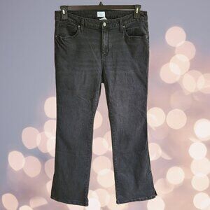 Time and Tru Womens Midrise Bootcut Jeans Size 16 Black Wash Slit Hem New